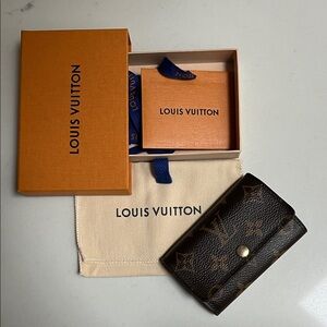 Louis Vuitton Monogram Canvas Key Holder in Brown and Gold